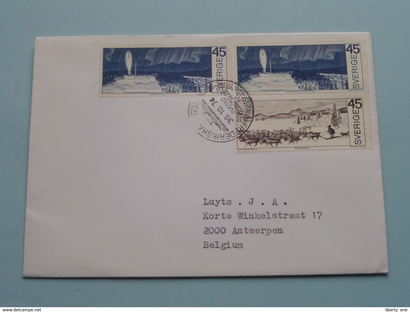 Stamp FREDERIKSHAVN Postad Ombord M/S Prinsessan CHRISTINA 1974 > Antwerpen ( Open Enveloppe / Omslag ) ! - Oblitérés