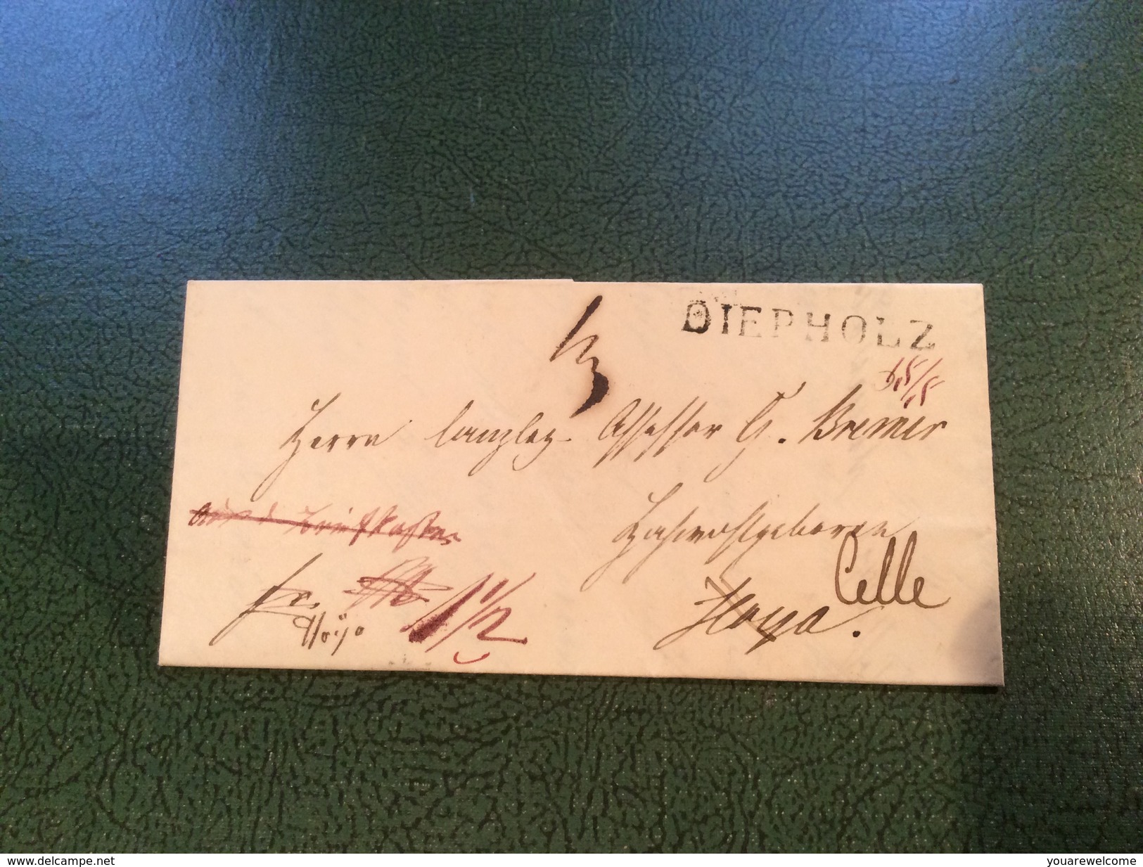 DIEPHOLZ 1850 Brief „AUS DEM BRIEFKASTEN“ > Hoya > Celle (Hannover Altdeutschland Cover Vorphilatelie - Hanover