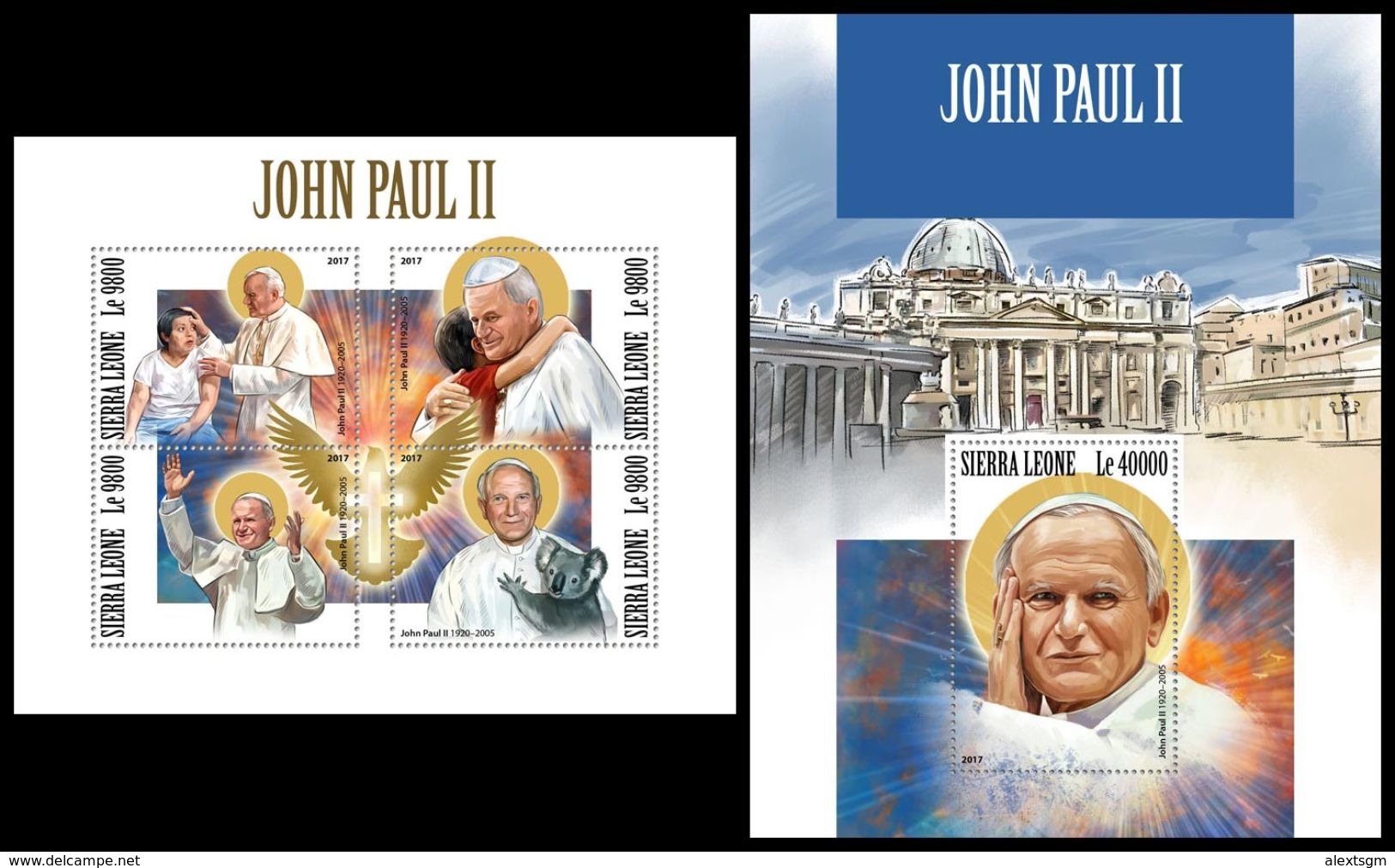 SIERRA LEONE 2017 - Pope John Paul II. M/S + S/S Official Issue. - Sierra Leona (1961-...)