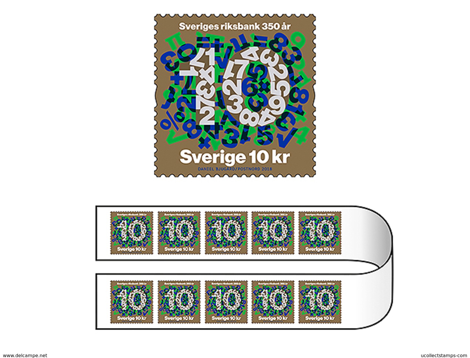 Zweden  2018   Riksbank Rolzegel  Set Of 2 Coilstamps   One Of Each   Postfris/mnh - Neufs