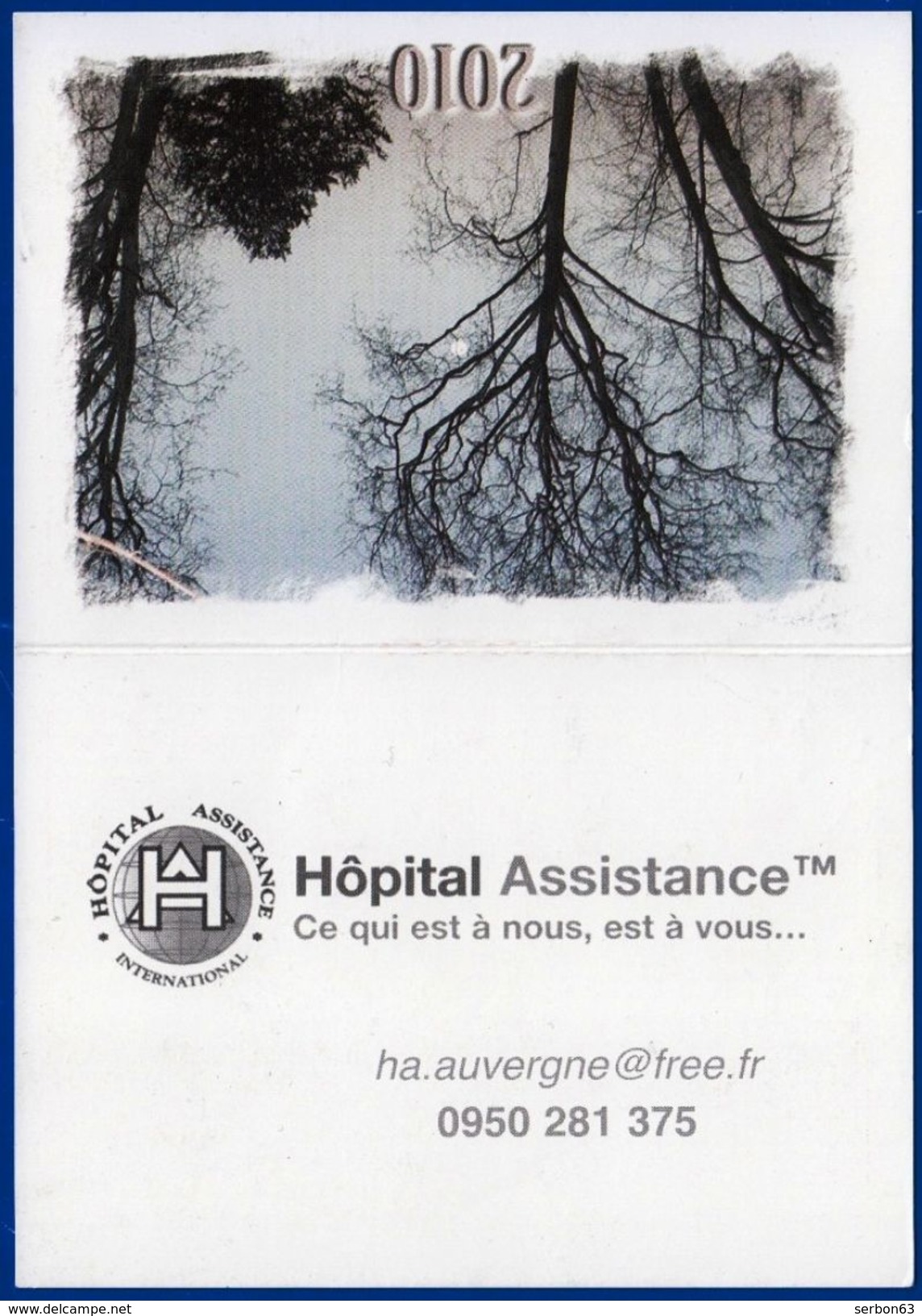 CALENDRIER DE POCHE 2010 PETIT FORMAT HOPITAL ASSISTANCE AUVERGNE 10,5X15cm - NOTRE SITE Serbon63 - Klein Formaat: 1961-70