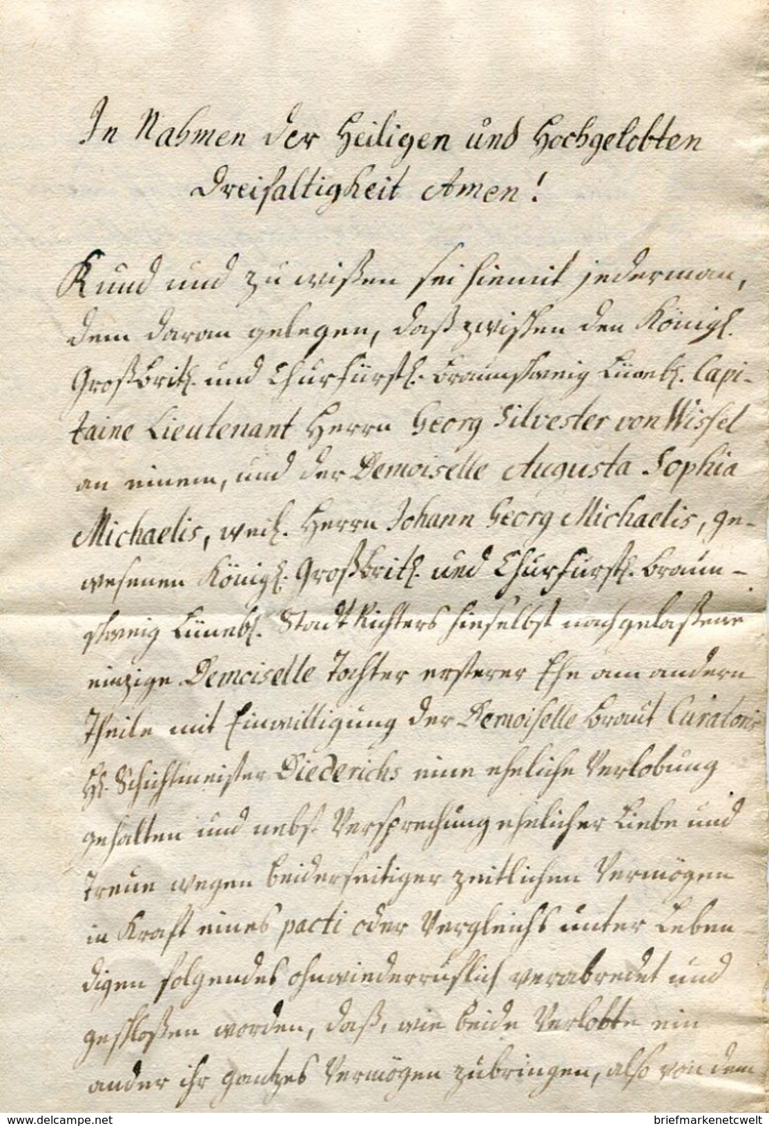 Schnoerkelbrief / 1763 / Mit Vollstaendigem Inhalt (3 Seiten), Wachssiegel (01906) - Prephilately