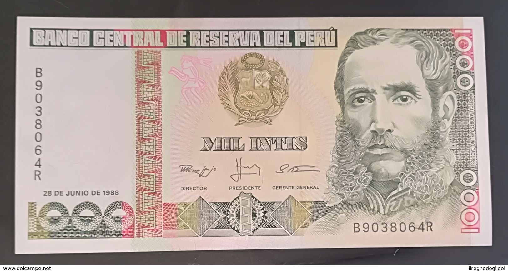 PERU'  - 1000 INTIS - MIL INTIS - FIOR DI STAMPA - CARTAMONETA - PAPER MONEY - Pérou