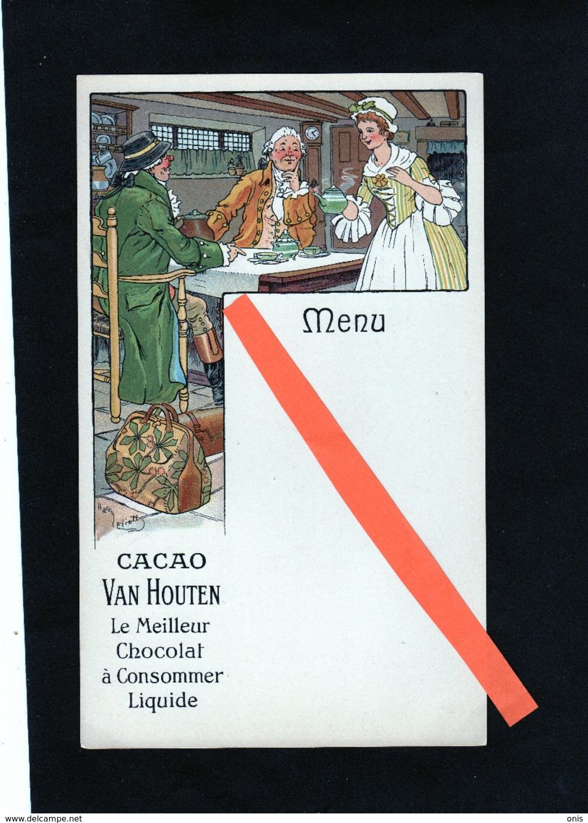 Menus: 2 Menus Illustrés Par Harry ELIOTT,pour Publicité "Cacao Van Houten". Etat Sup. - Menú