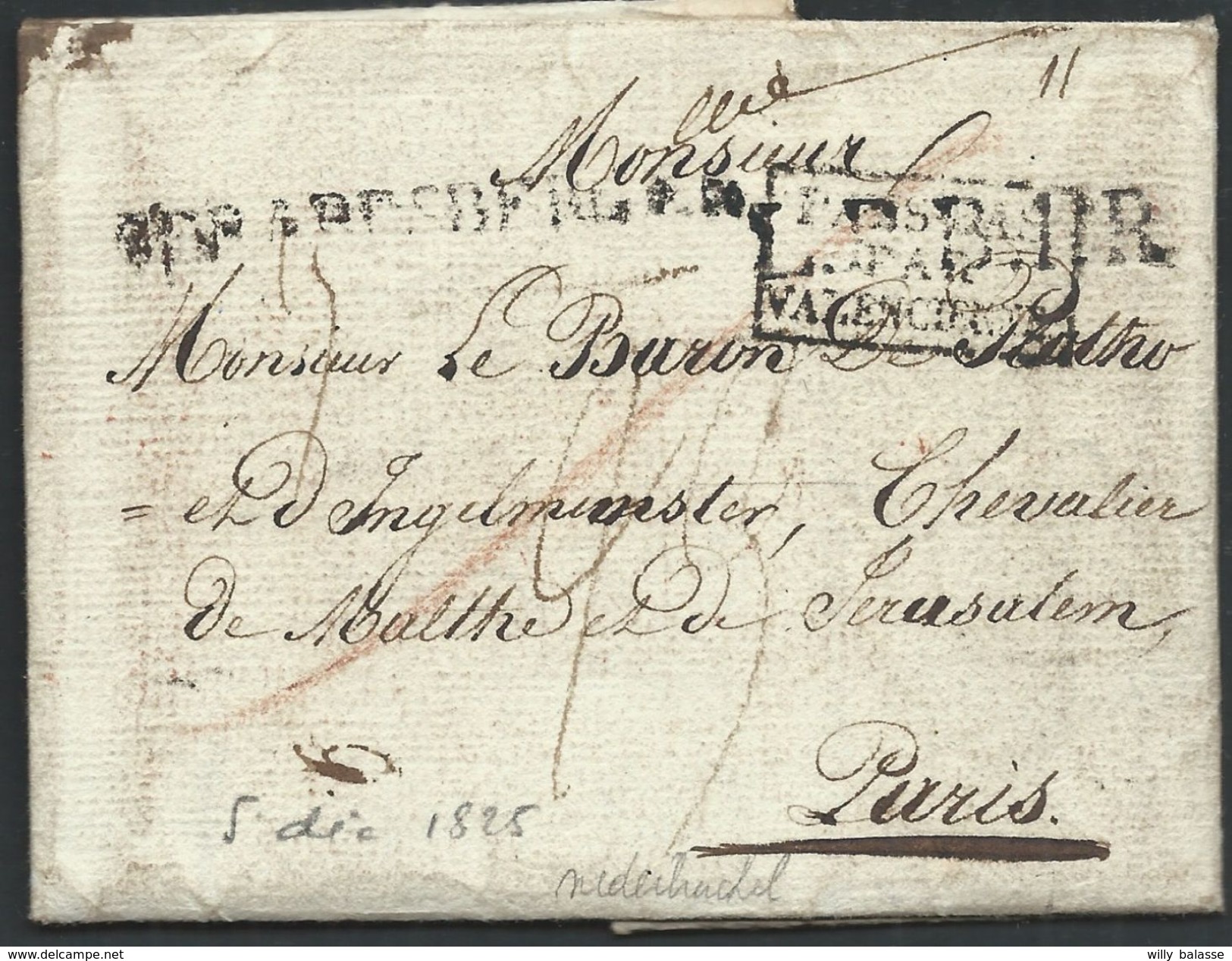 L 1825 De Nederbrakel, Griffe GERARSBERGEN + L.P.B.1.R Pour Paris Avec Diverses Recherches - 1815-1830 (Dutch Period)