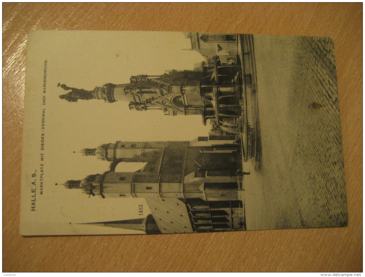 HALLE A. S. Marktplatz Mit Sieges Denkmal Und Marienkirche Fountain 1908 To Dresden Post Card Saxony Anhalt Germany - Halle (Saale)