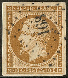 No 9b, Obl Pc 168, Jolie Pièce. - TB - 1852 Luigi-Napoleone