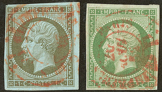 Nos 11 (un Voisin), 12, Obl Cad Rouge Des Imprimés. - TB - 1853-1860 Napoleon III