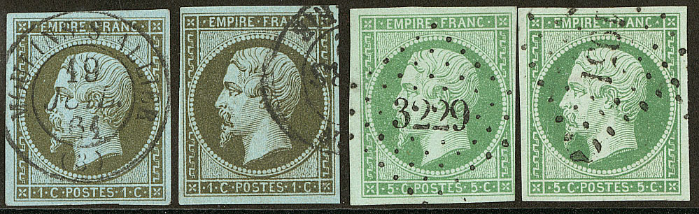 Nos 11b (2), 12 (2 Nuances). - TB - 1853-1860 Napoléon III