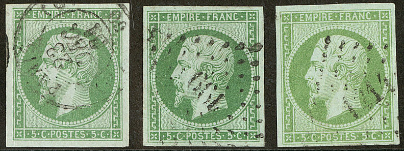 No 12, 3 Nuances, Ex Choisis. - TB - 1853-1860 Napoléon III