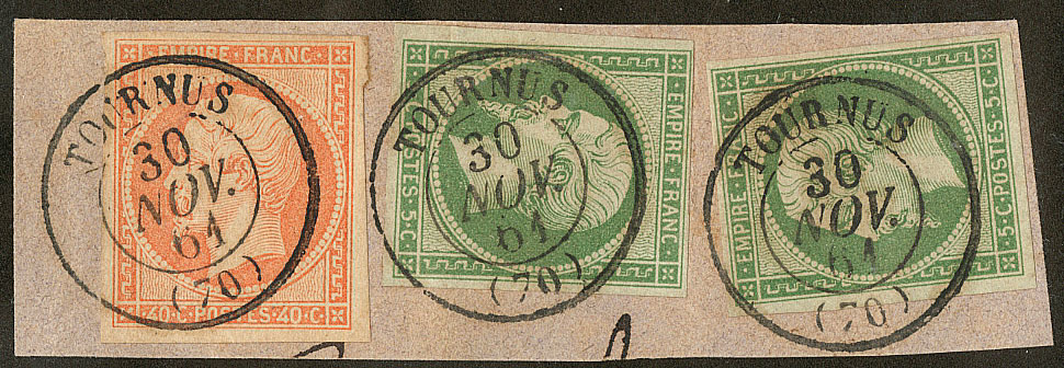 Nos 12 (2) 16, Obl Cad 15 De Tournus Nov 61 Sur Petit Fragment, Jolie Pièce. - TB - 1853-1860 Napoleon III