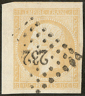 No 13Id, Citron Impr. Défectueuse, Obl Pc 232, Bdf + Un Voisin, Ex Choisi. - TB - 1853-1860 Napoleon III