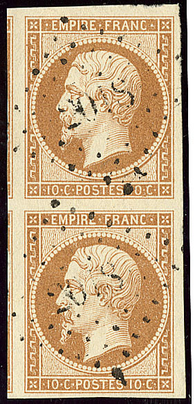 No 13II, Paire Verticale Obl Pc, Deux Voisins, Ex Choisi. - TB - 1853-1860 Napoleone III