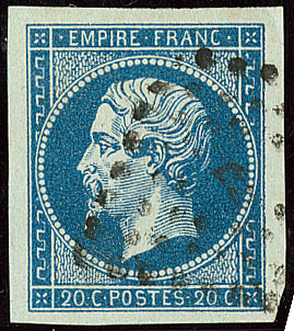 No 14Ih, Bleu Laiteux Sur Vert, Ex Choisi. - TB - 1853-1860 Napoleon III
