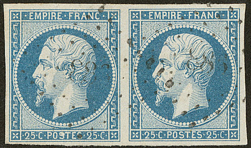 No 15, Paire Horizontale Obl Pc. - TB - 1853-1860 Napoleon III