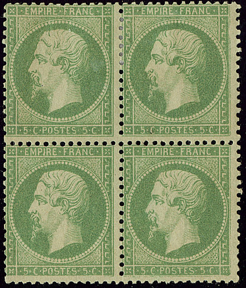 * No 20c, Vert Foncé, Bloc De Quatre, Très Frais. - TB - 1862 Napoleon III