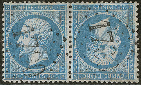 Tête-bêche. No T22, Réparé, TB D'aspect - 1862 Napoleon III