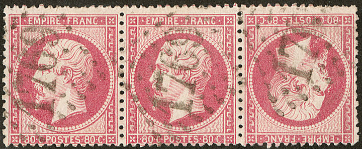 Tête-bêche. No T24, à Droite D'une Bande De Trois Obl GC 1769, Pos. 148-150. - TB. - R - 1862 Napoleone III