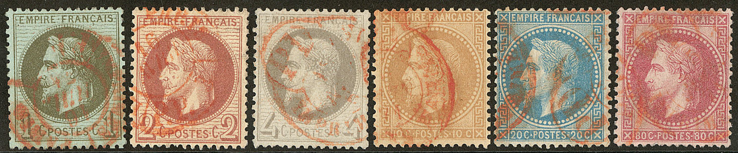 Cad Rouge Des Imprimés. Nos 25 à 29, 32. - TB - 1863-1870 Napoleon III With Laurels