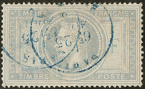 No 33, Obl Cad Bleu Paris, Repiqué Mais TB D'aspect (cote Maury 2009) - 1863-1870 Napoleon III With Laurels