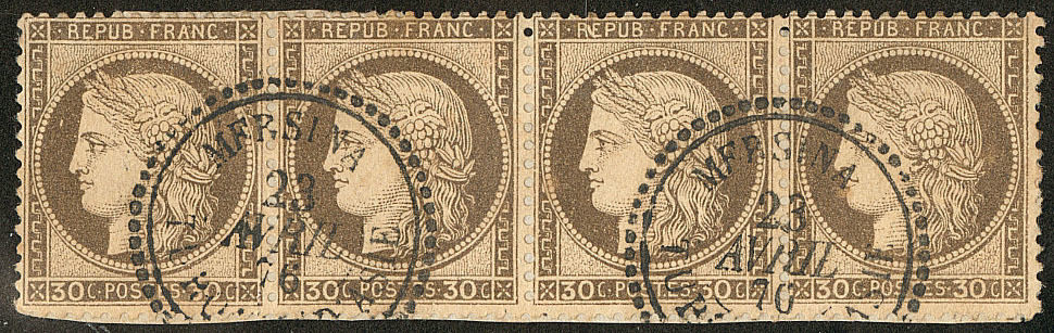 BUREAUX FRANCAIS A L'ETRANGER. Mersina. No 56, Bande De Quatre Obl Cachet Perlé Avril 76. - TB - Altri & Non Classificati