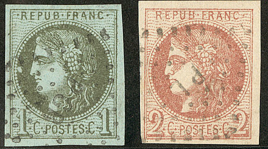 Nos 39I, 40IIa, Obl Losange Ambulant. - TB - 1870 Bordeaux Printing