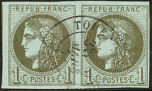No 39III, Nuance Foncée, Obl GC, Un Voisin. - TB - 1870 Bordeaux Printing