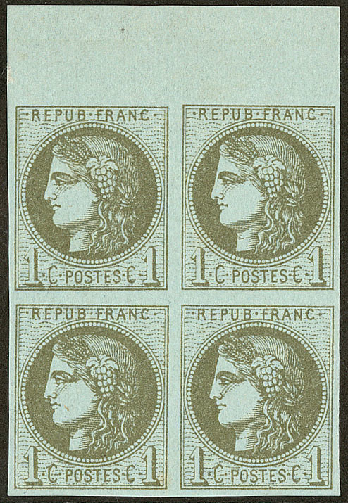 (*) No 39IIIj, Olive, Bloc De Quatre Bdf, Pos. 2-3-7-8, Très Frais. - TB - 1870 Emissione Di Bordeaux