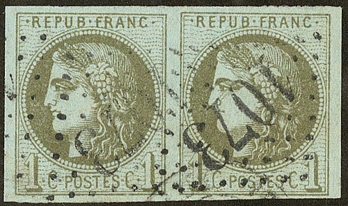 No 39IIIj, Paire Horizontale Obl GC 1073, Jolie Pièce. - TB - 1870 Emissione Di Bordeaux