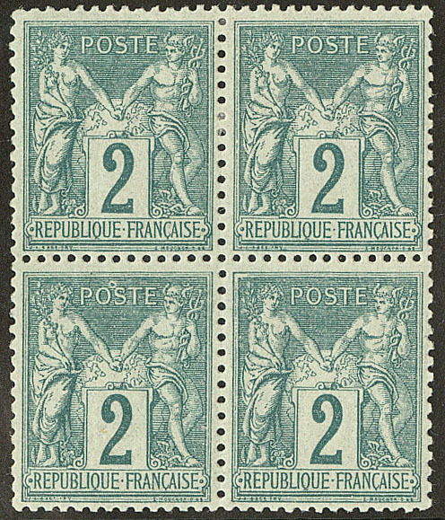 ** No 74, Bloc De Quatre (deux Ex *). - TB - 1876-1878 Sage (Typ I)