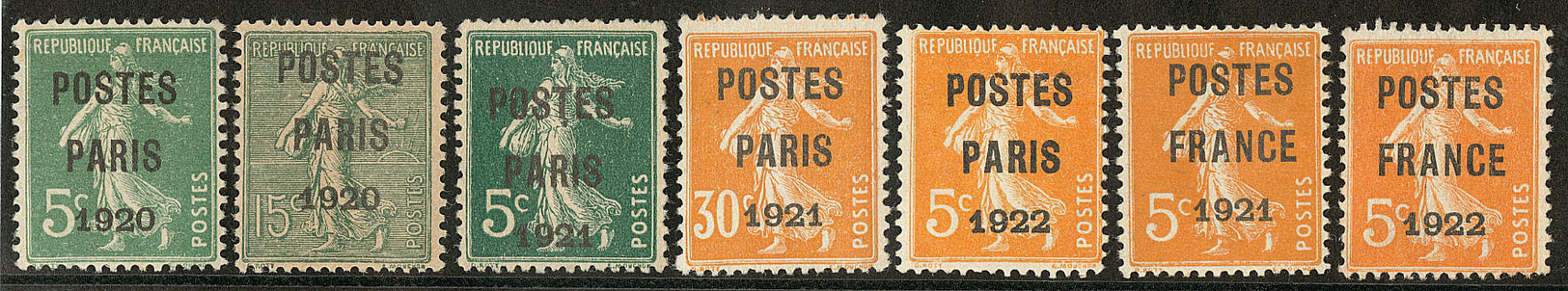 Postes Paris. Nos 24 à 26, 29, 30, 33, 36. - TB - 1893-1947