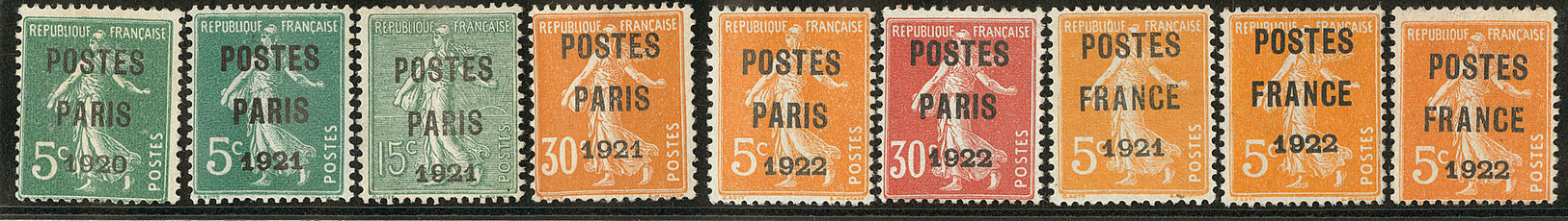 Postes Paris. Nos 24, 26, 28 à 30, 32, 33, 36 (2). - TB - 1893-1947