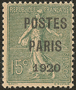 * Postes Paris. No 25 (Maury 26), Adhérence Au Verso Sinon **. - TB - 1893-1947