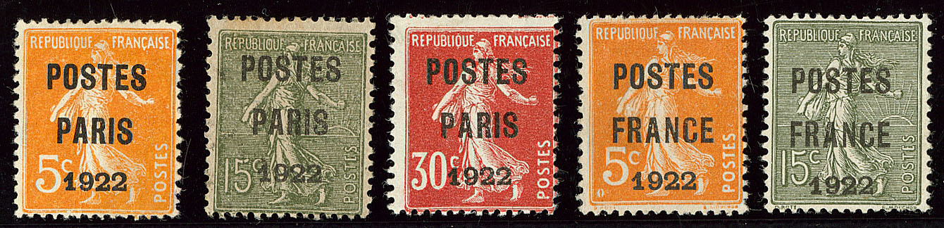 Postes Paris. Nos 30, 31, 32, 36, 37 (aminci). - TB - 1893-1947