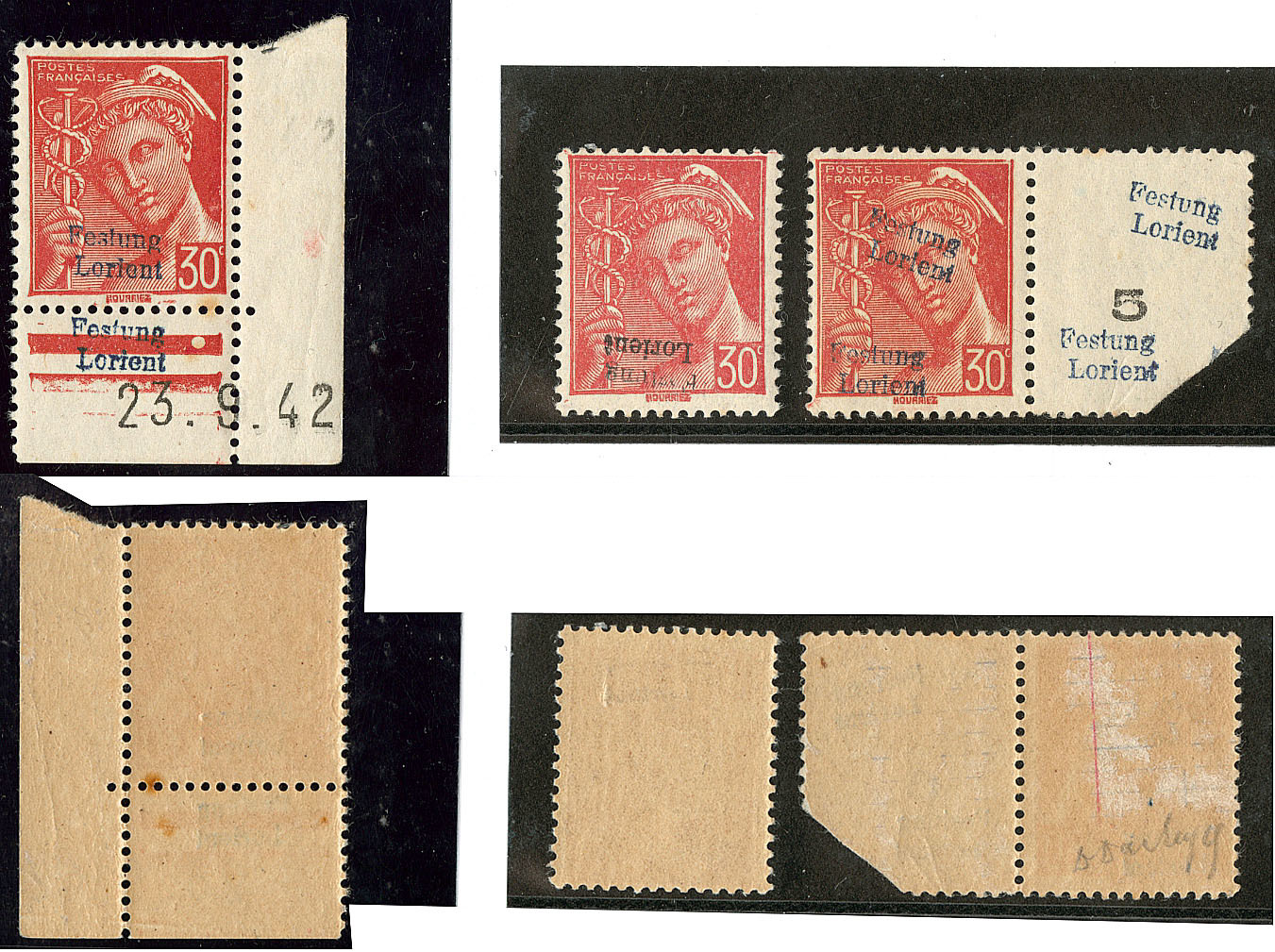 ** No 2, Trois Ex Dont Un Cd 23.9.42 (rousseur), Un Surcharge Renversée Et Un Ex * (adhérences) Double Surcharge Bdf. -  - War Stamps