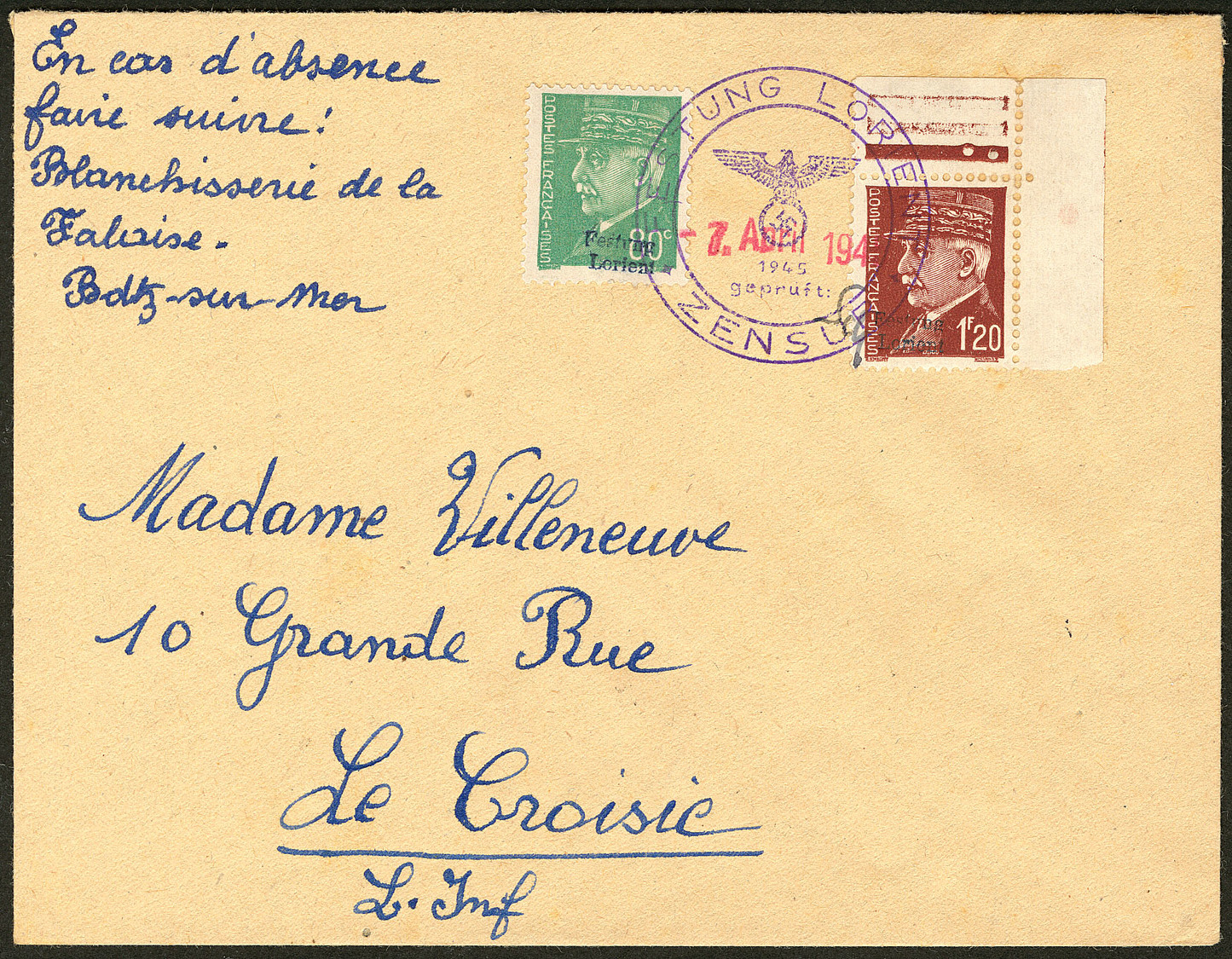 LETTRE Nos 7 + 9 Cdf, Obl 7 Avril 75 Sur Enveloppe Pour Le Croisic. - TB. - R (cote Michel) - War Stamps