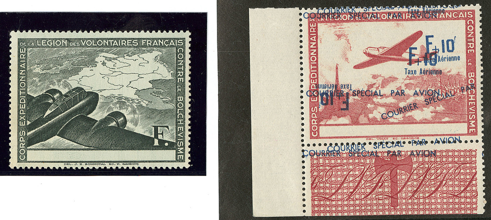 ** Variétés. Nos 2a, 3 Cdf Avec Légendes Multiples Et Déplacées. - TB - War Stamps