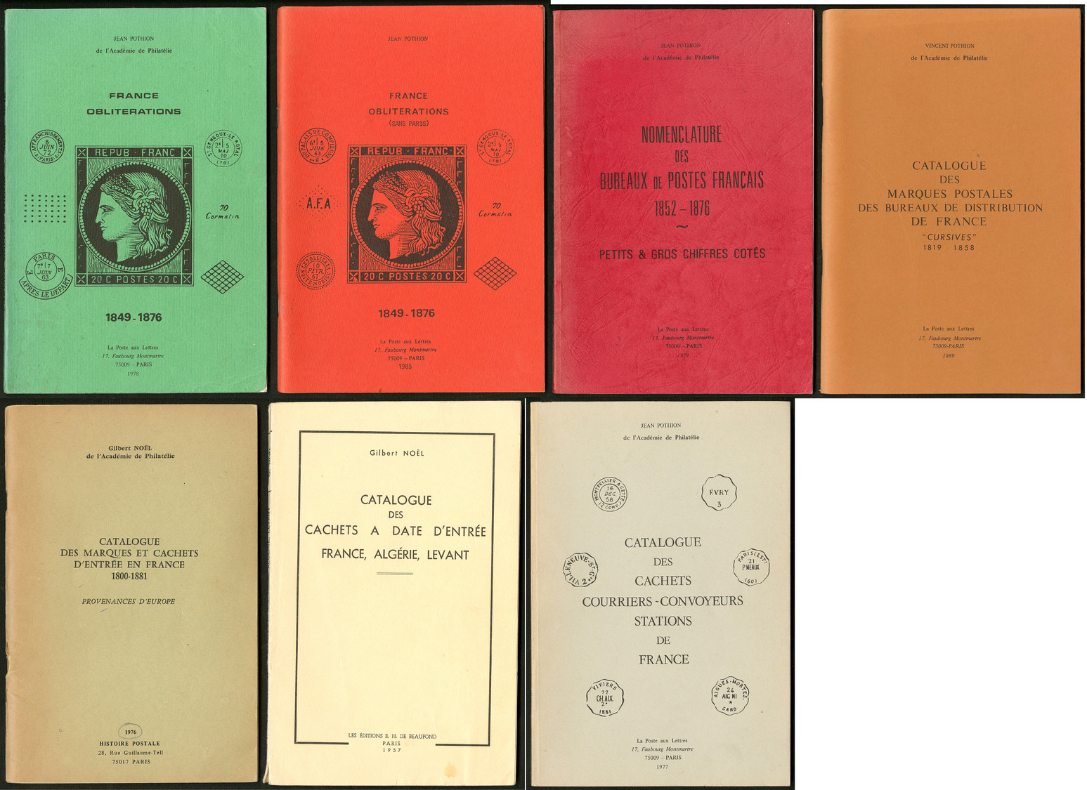 Oblitérations De France, 9 Volumes Brochés De Pothion Ou G. Noêl, Très Bon état Général (liste S. Demande) - Unclassified