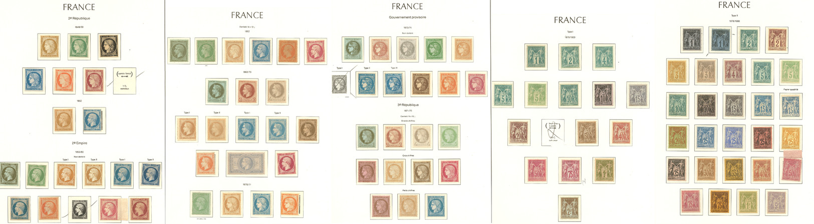 * 1849-1900, Entre Les N°1 Et 106, Dont Réimpressions, Valeurs Et Nuances Diverses, Des Ex (*) Ou Réparés, Tous états - Collections