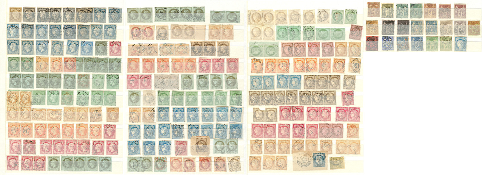 1849-1900, Entre Les N°1 Et 106, Nuances Et Obl Diverses Dont Paires Horizontales, Bandes De Trois, Doubles Et Multiples - Collections