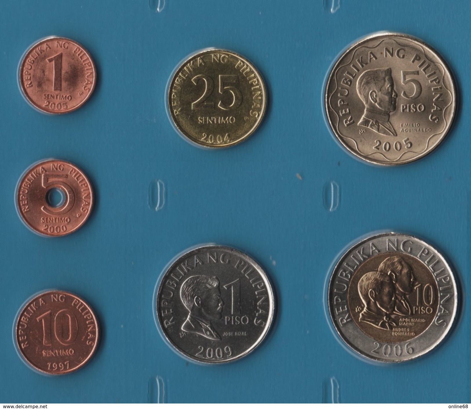 PHILIPPINES SET 7 MONNAIES 1 SENTIMO - 10 PISO  1997 - 2009  BIMETAL - Philippines