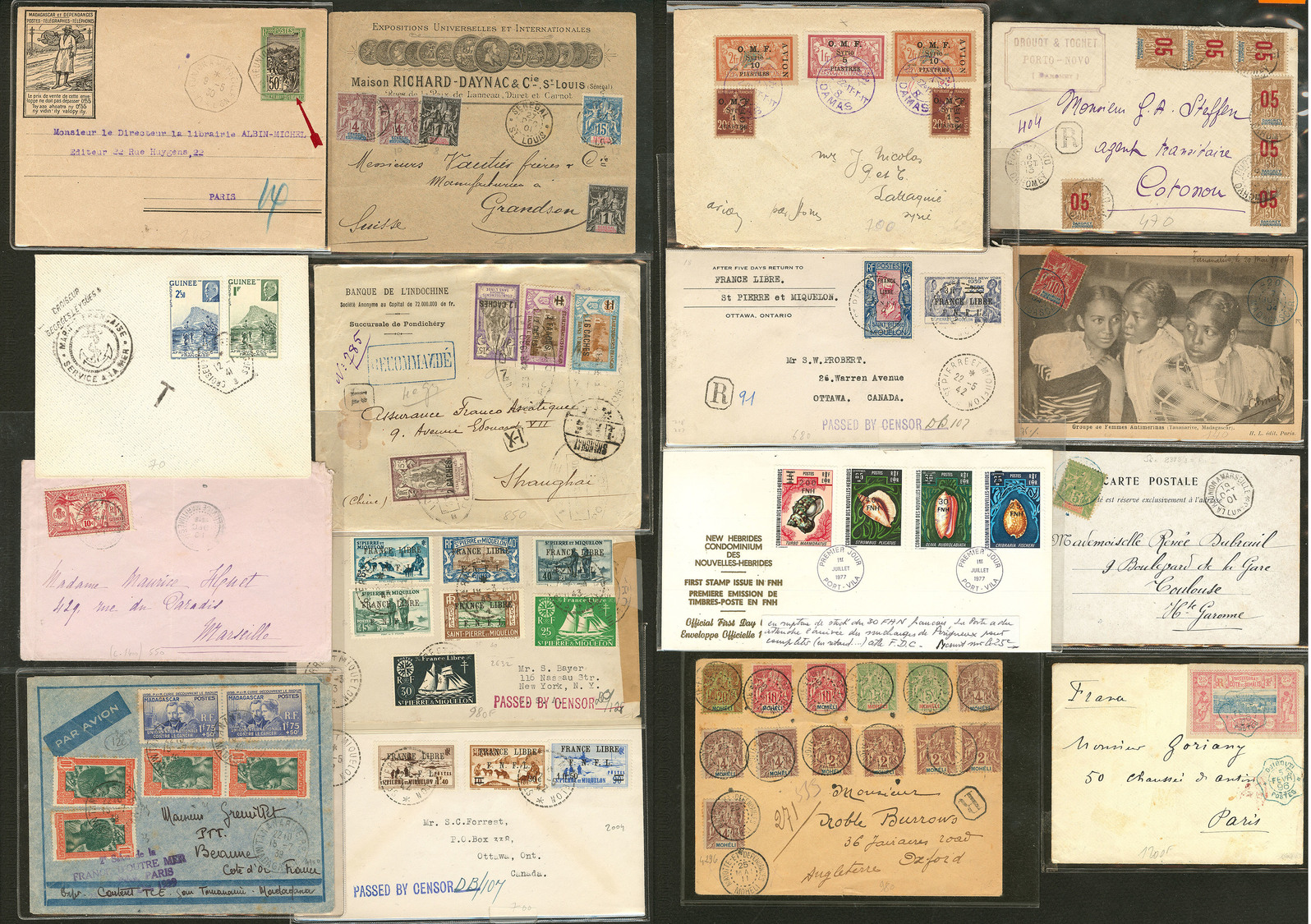 LETTRE 1904-1942, 18 Enveloppes, Pays, Affts, Obl Et Destinations Divers. - TB - Collections