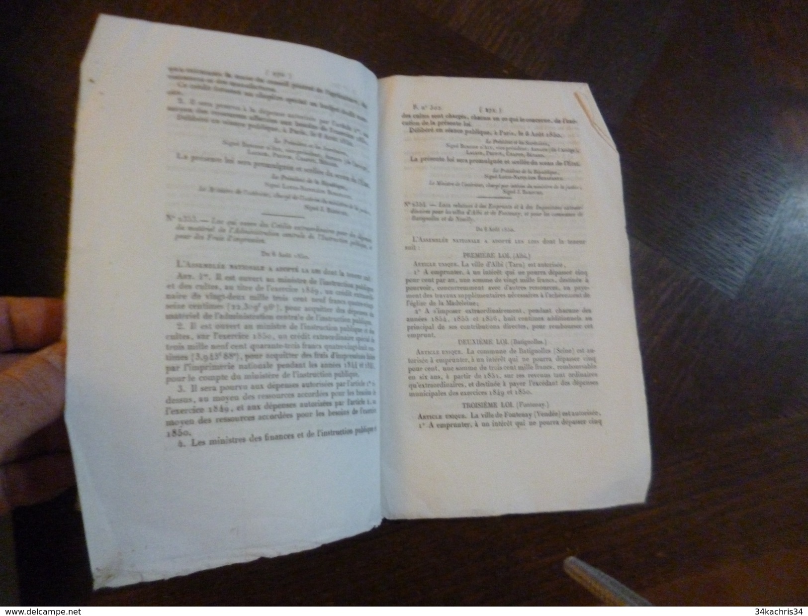 Bulletin Des Lois N°302 6/08/1850 Lois Qui Fait Cesser Le Cours Forcé Des Billets De Banque 2p/18 - Décrets & Lois