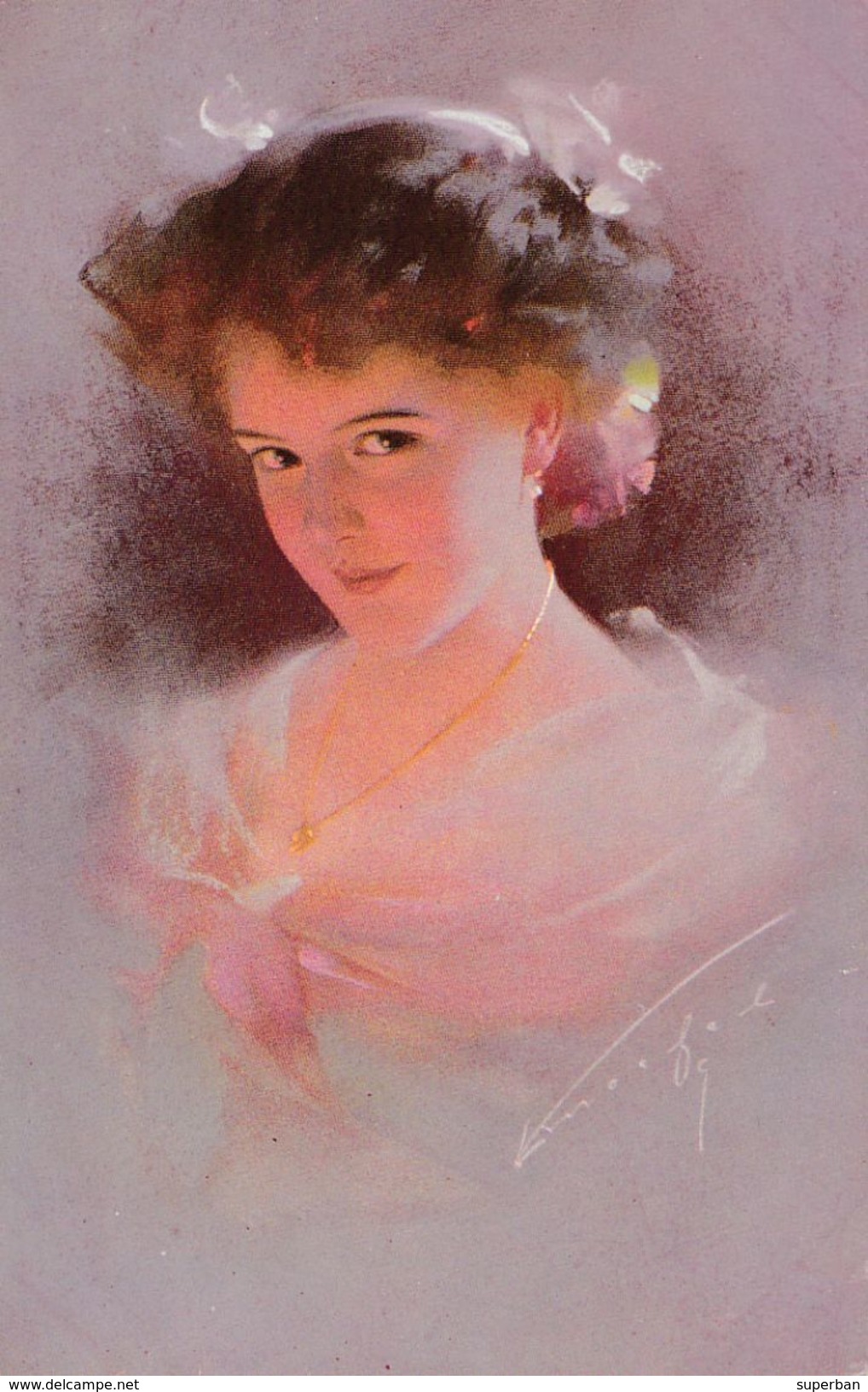 PORTRAIT D'UNE JEUNE FEMME / YOUNG LADY'S PORTRAIT Par LUDWIG KNOEFEL - ANNÉE / YEAR ~ 1910 (ab300) - Knoefel, Ludwig