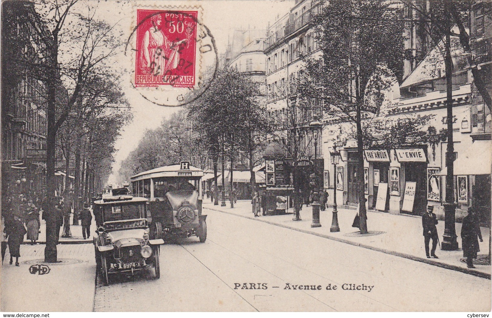 PARIS - Avenue De Clichy - Autobus Et Voiture - TBE - Transport Urbain En Surface