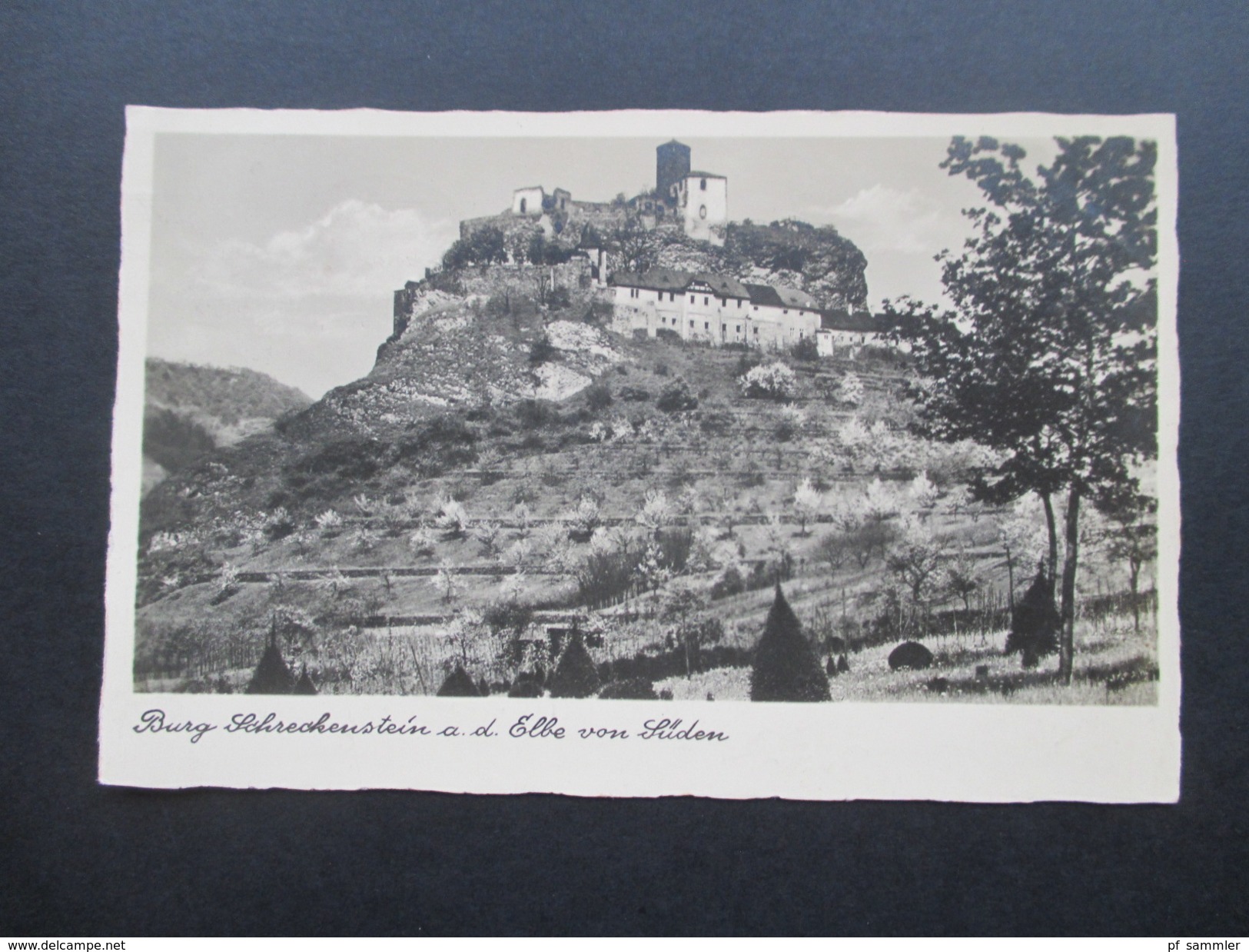 DR / Böhmen 1941 Heute Tschechien. Burg Schreckenstein. Burgwirtschaft Schreckenstein. Aussig. Stempelfehler?? - Boehmen Und Maehren