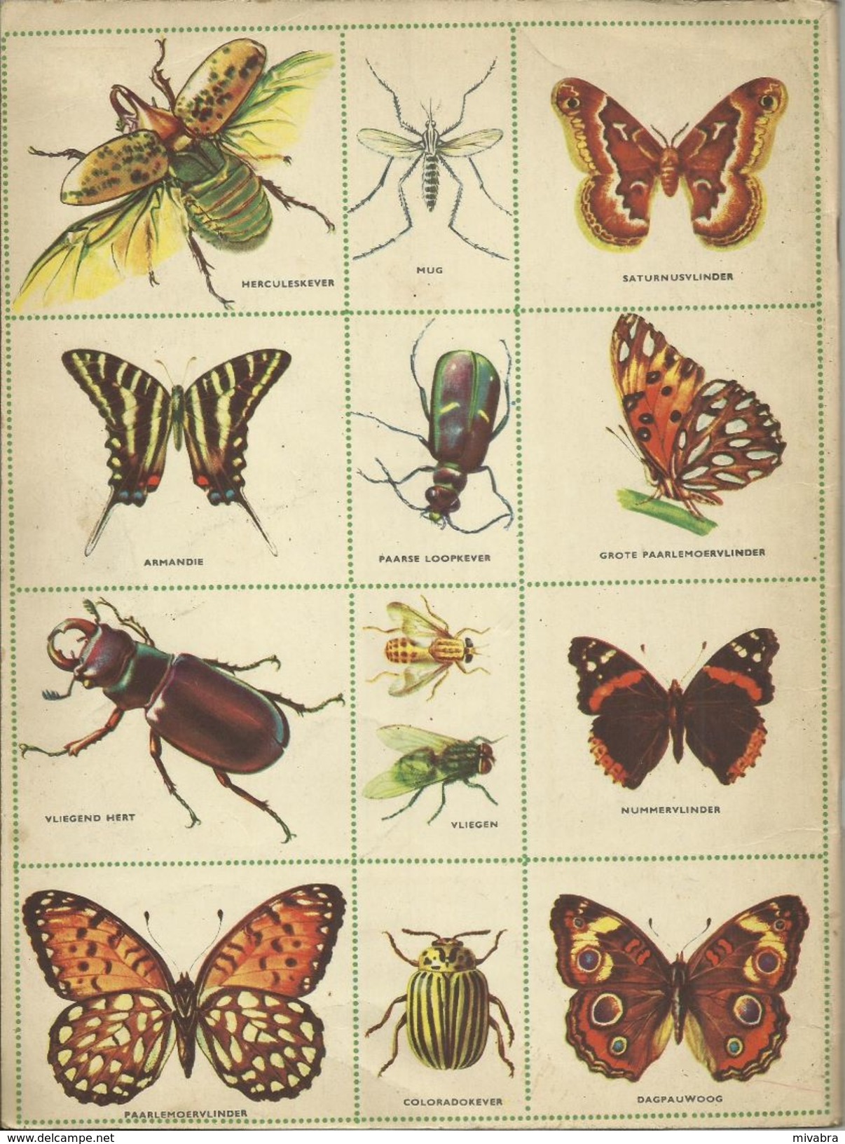 ENCYCLOPEDIE IN ZEGELS N° 10 - DE INSEKTEN ( VLINDERS BUTTERFLIES PAPILLON - KEVERS COLEOPTERA BEETLES ) 1957 - Encyclopédies