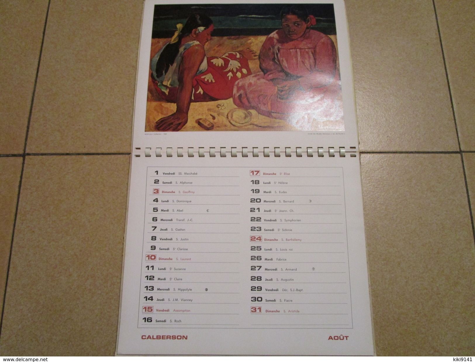 Calendrier CALBERSON 1969  -  GAUGUIN sa vie, son oeuvre (11 reproductions)