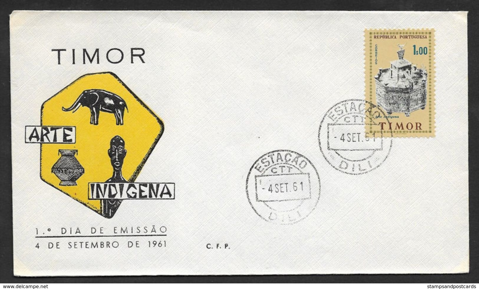 Timor Oriental Portugal FDC Art Indigène  1961 Indigenous Art FDC - East Timor