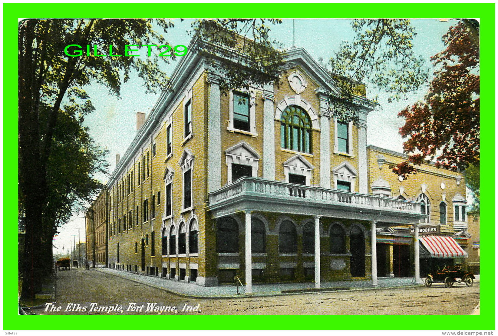 FORT WAYNE, IN - THE ELHS TEMPLE - ANIMATED OLD CARS -  TRAVEL IN 1909 - - Fort Wayne